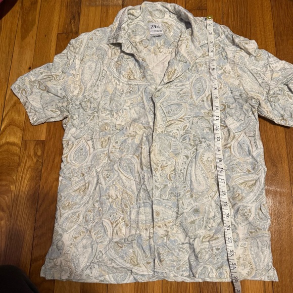 Zara Men's Cream Paisley Shirt - Picture 3 of 5